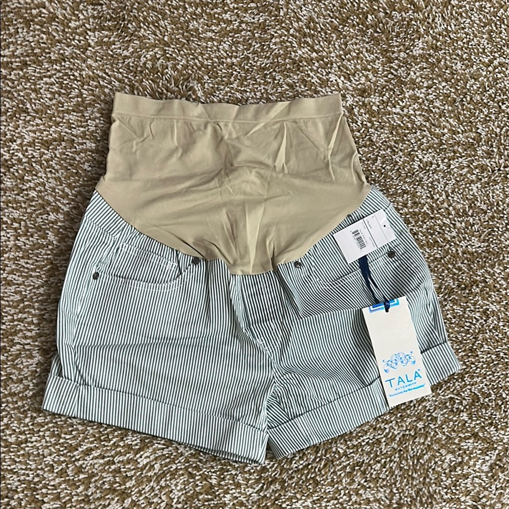 High Waist Tan and White Shorts